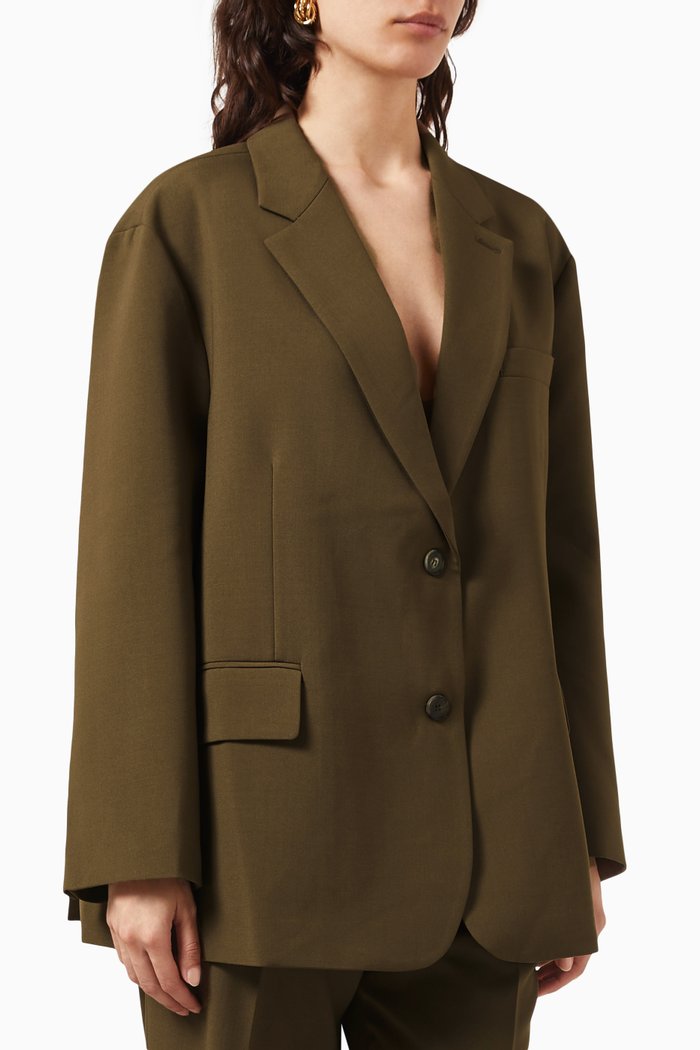 

Bea Oversized Blazer in Stretch Suiting, Brown