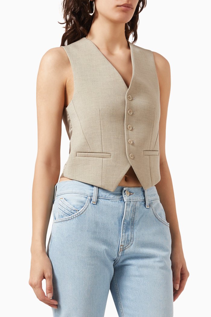 

Gelso Classic Waistcoat in Tencel-blend, Neutral