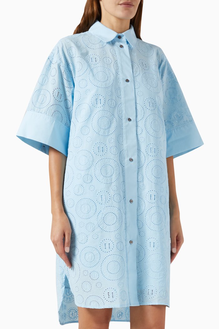 

Shirt Dress in Broderie Anglaise, Blue