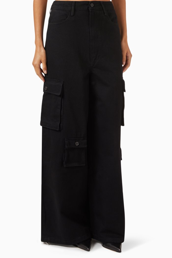 

Hailey Oversized Cargo Pants in Denim, Black