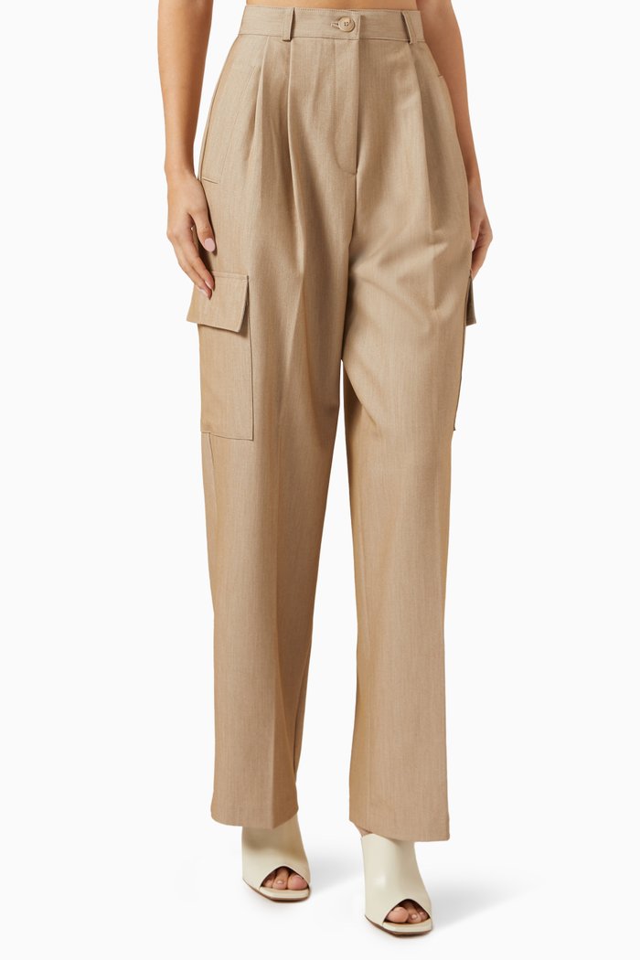 

Maesa Cargo Pants in Stretch Crepe, Neutral