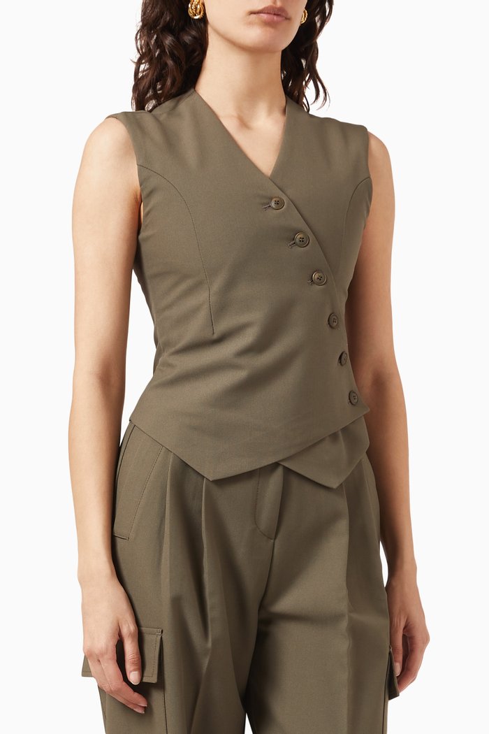 

Maesa Cross Vest in Stretch Suiting, Green
