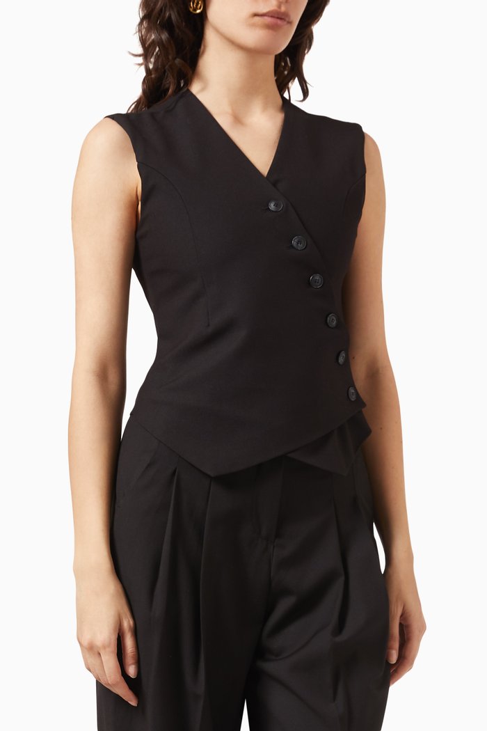 

Maesa Cross Vest in Stretch Suiting, Black