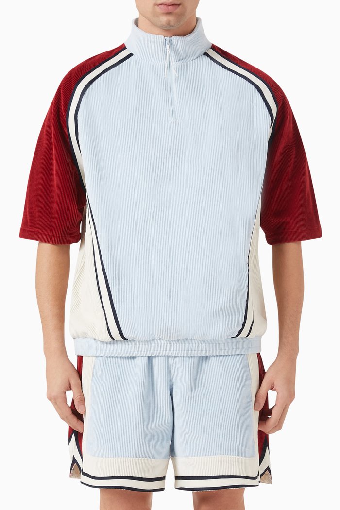 Linden Retro Zip Shirt in Corduroy, Multicolour