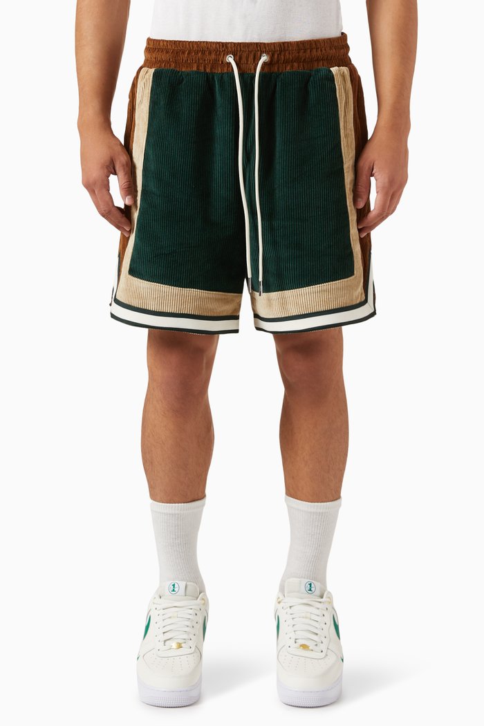 

Curtis Colour-blocked Shorts in Corduroy, Green