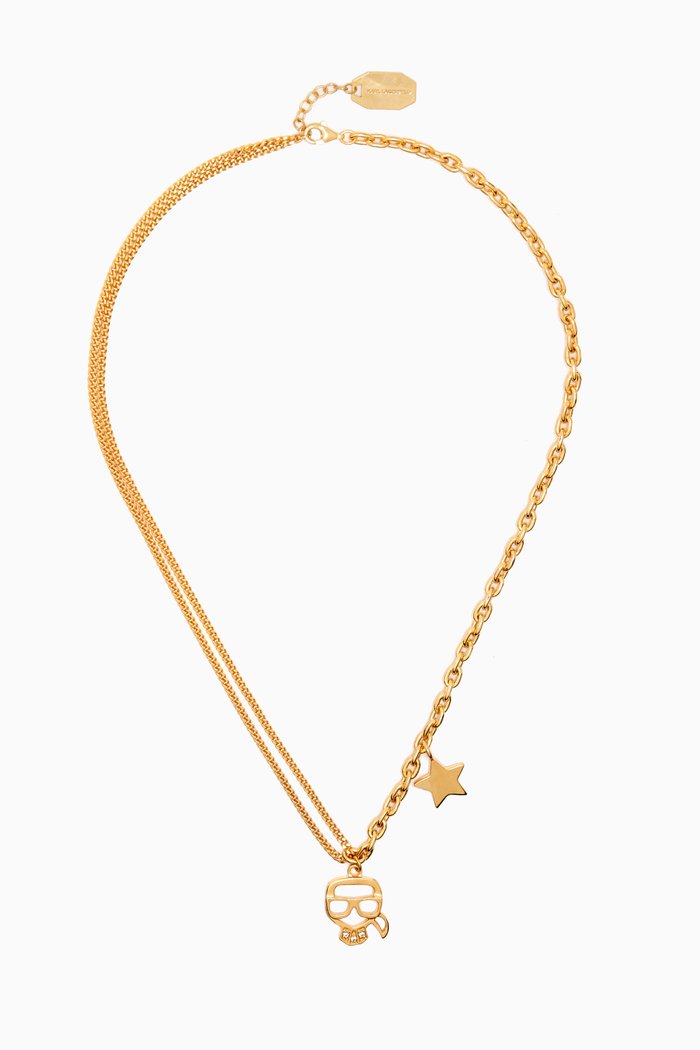 

K/Ikonik Karl & Star Necklace in Sterling Silver, Gold