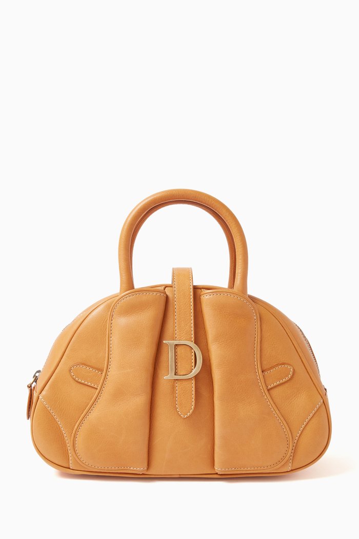 

Small Bowler Bag in Leather, Brown