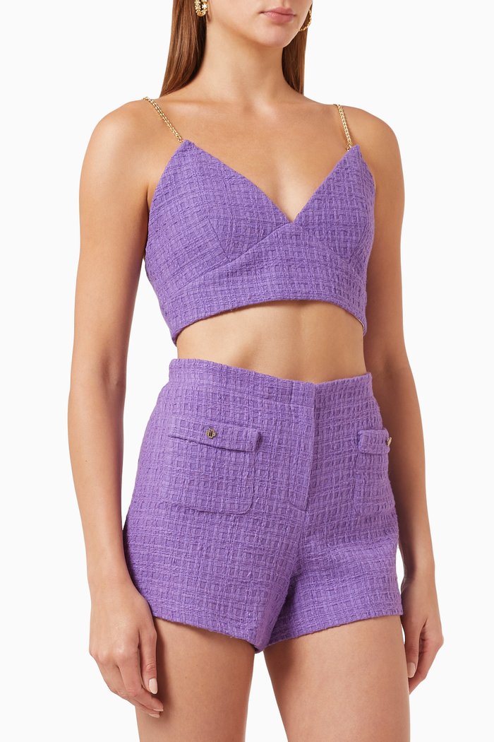 

Lapraia Crop Top in Cotton Tweed, Purple