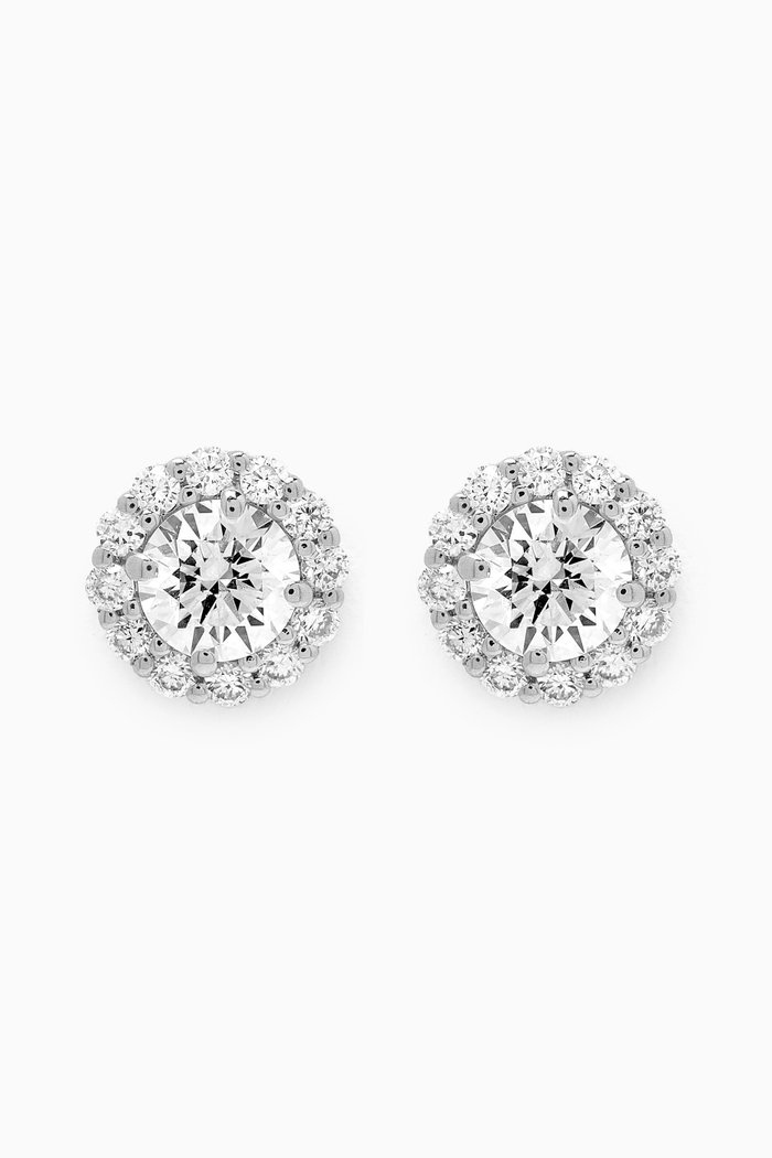 Round Diamond Halo Studs in 18kt White Gold
