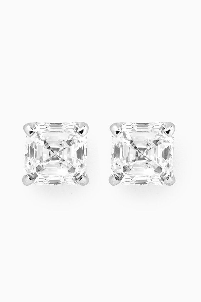 

Asscher Diamond Studs in 18kt White Gold