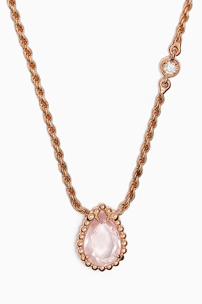 

Serpent Bohème Diamond XS Motif Pink Quartz Pendant Necklace in 18kt Rose Gold