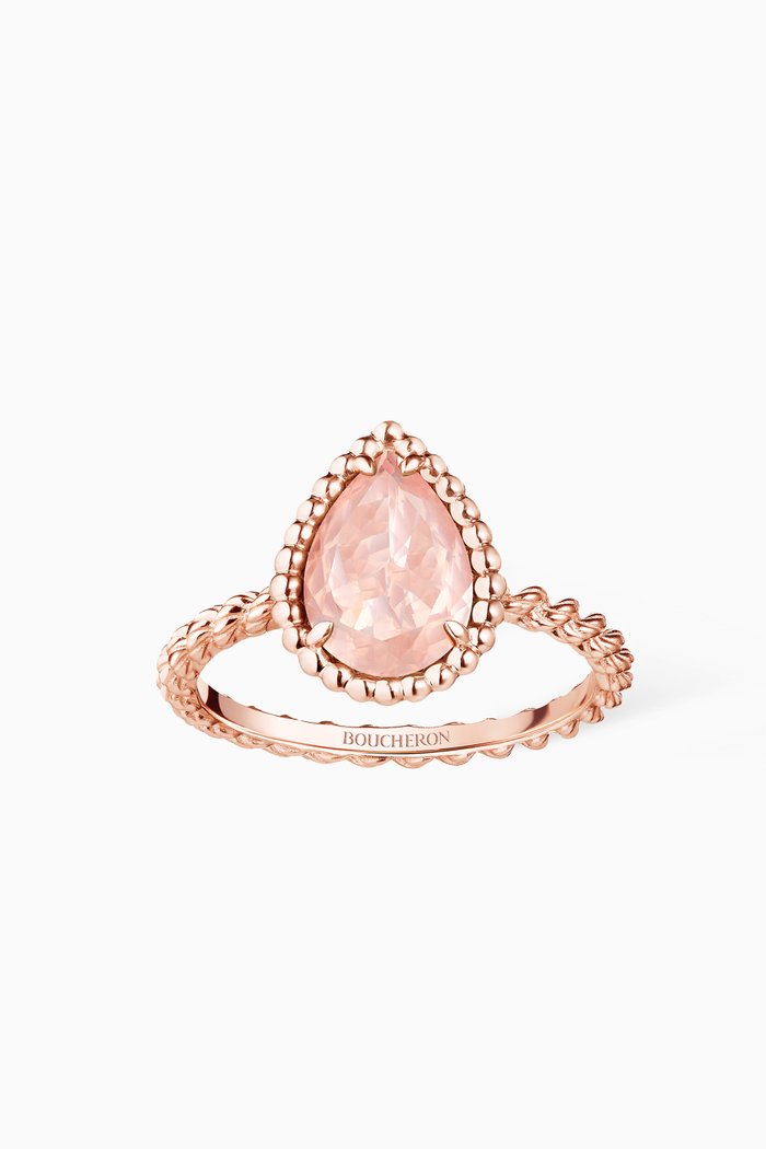 

Serpent Bohème S Motif Rose Quartz Ring in 18kt Rose Gold