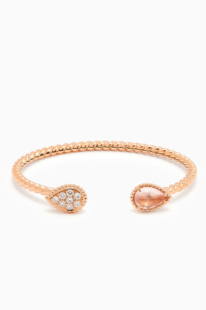 

Serpent Bohème S Motif Diamond & Pink Quartz Bracelet in 18kt Rose Gold
