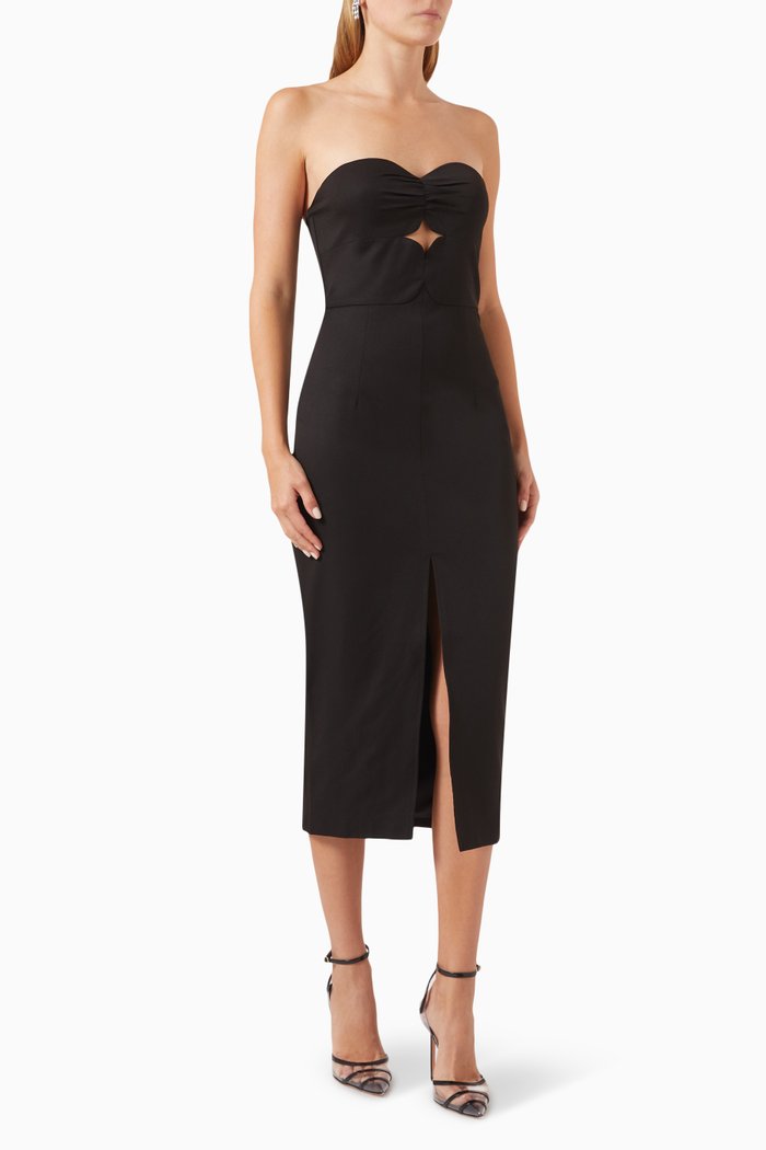 

Sarah Slit Midi Dress, Black