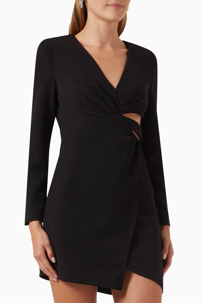 

Andrea Asymmetrical Mini Dress, Black