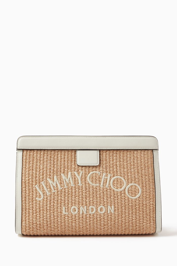 

Varenne Pouch Clutch Bag in Woven Fabric, White