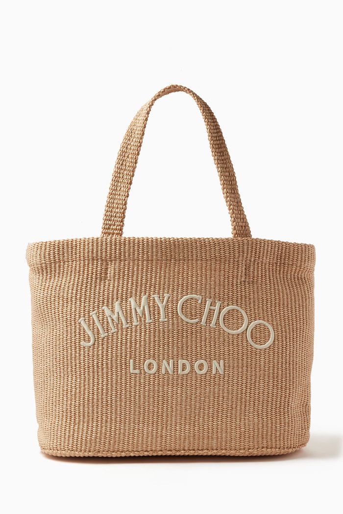Beach Logo Tote Bag in Woven Fabric, White