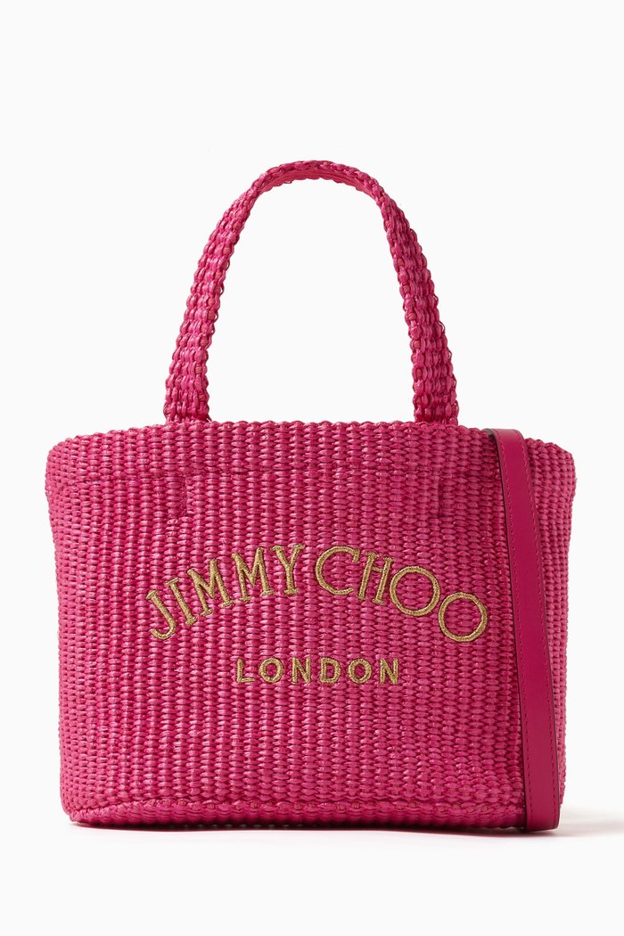 

Mini Beach Logo Tote Bag in Woven Fabric, Pink