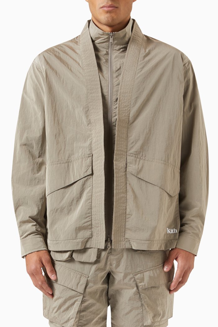 

Fulton Kimono Track Jacket in Wrinkle Nylon, Neutral
