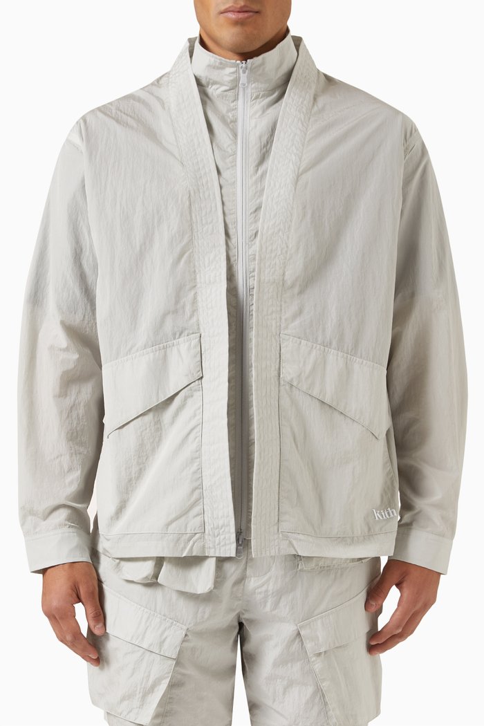 

Fulton Kimono Track Jacket in Wrinkle Nylon, Grey