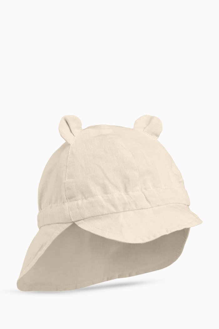 Gorm Bear Ears-embroidered Sun Hat in Organic Cotton & Linen, Neutral