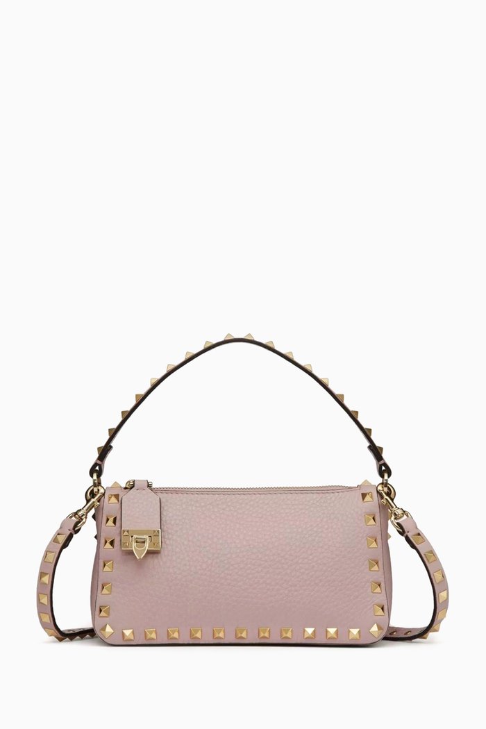 

Valentino Garavani Small Rockstud Crossbody Bag in Leather, Pink