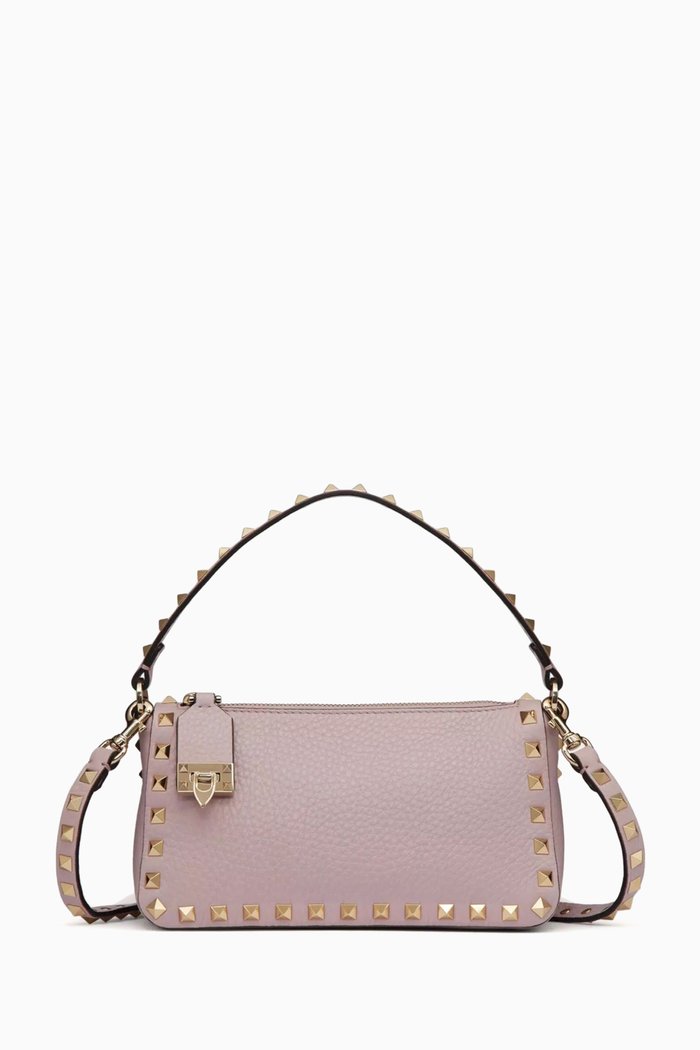 

Valentino Garavani Small Rockstud Crossbody Bag in Leather, Purple