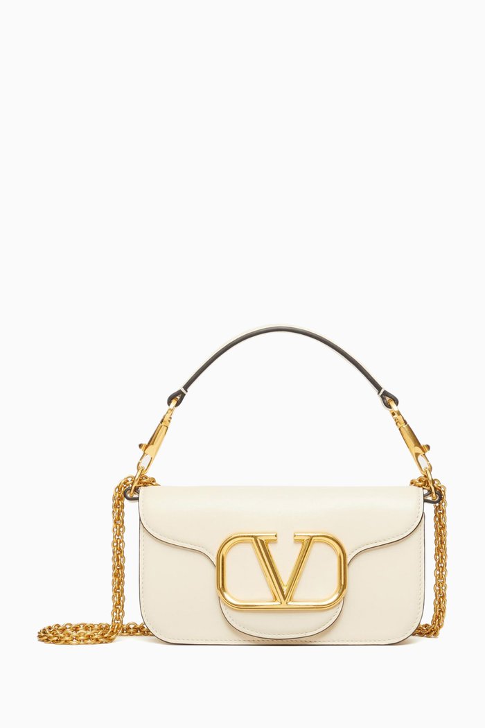 

Valentino Garavani Locò Small Shoulder Bag in Leather, White