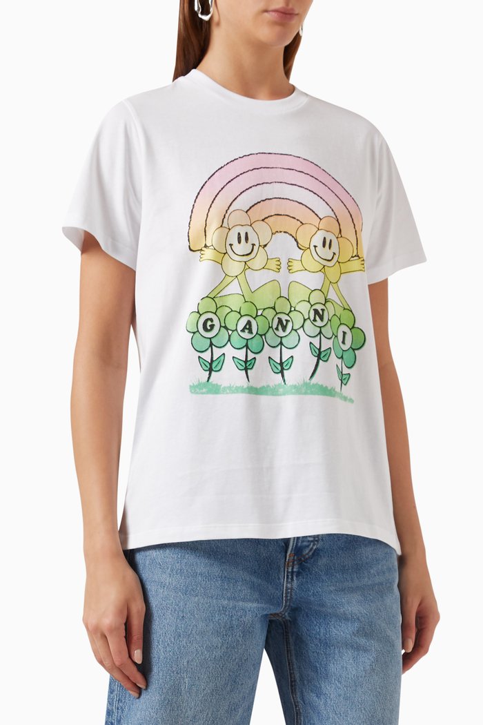 

Rainbow-print T-shirt in Jersey, White