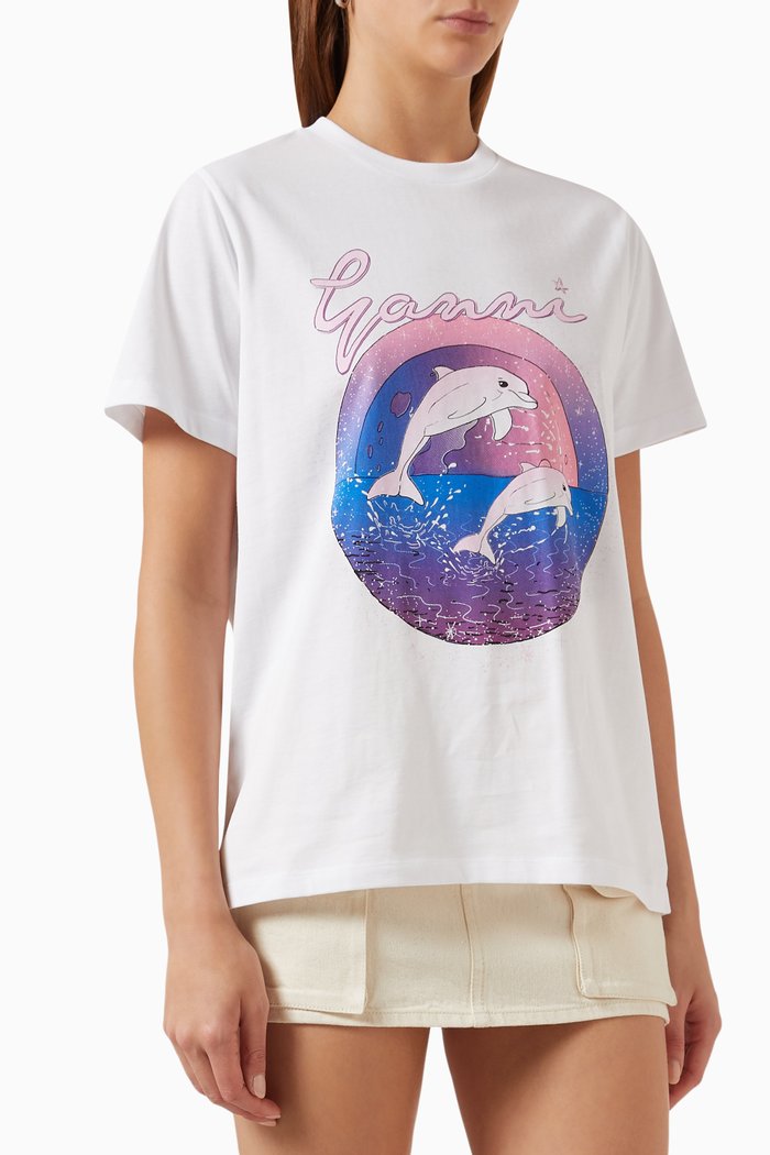 

Dolphin-print T-shirt in Jersey, White