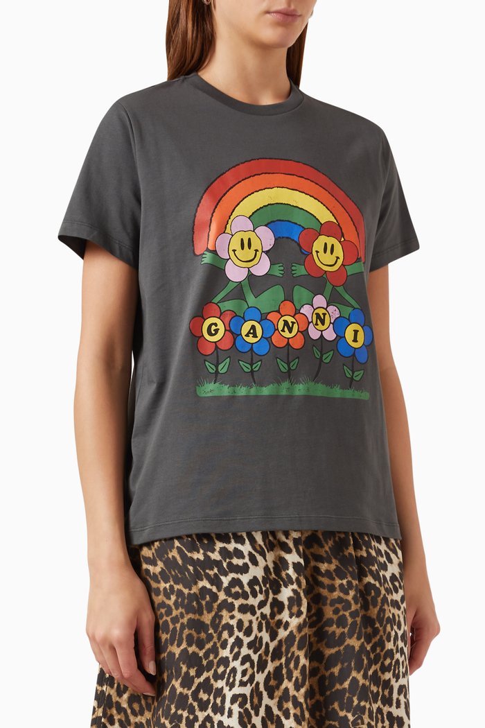 

Rainbow-print T-shirt in Jersey, Grey