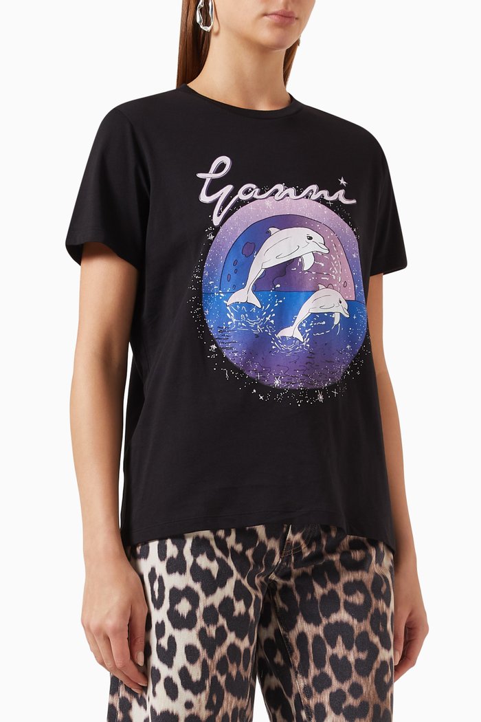 

Dolphin-print T-shirt in Jersey, Black