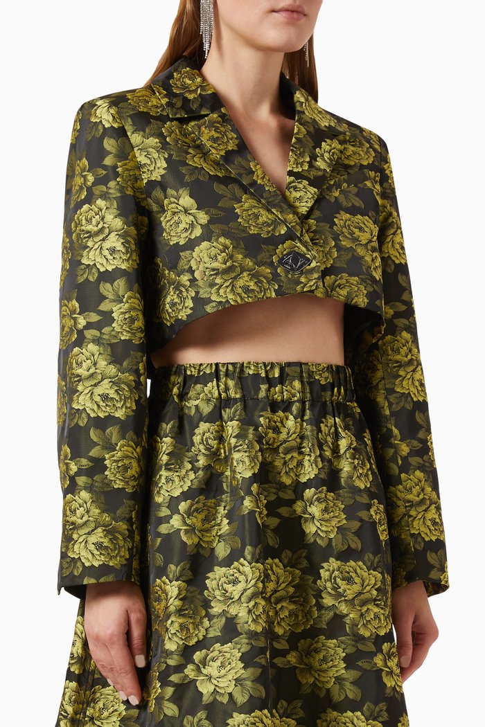 

Cropped Blazer in Jacquard, Yellow