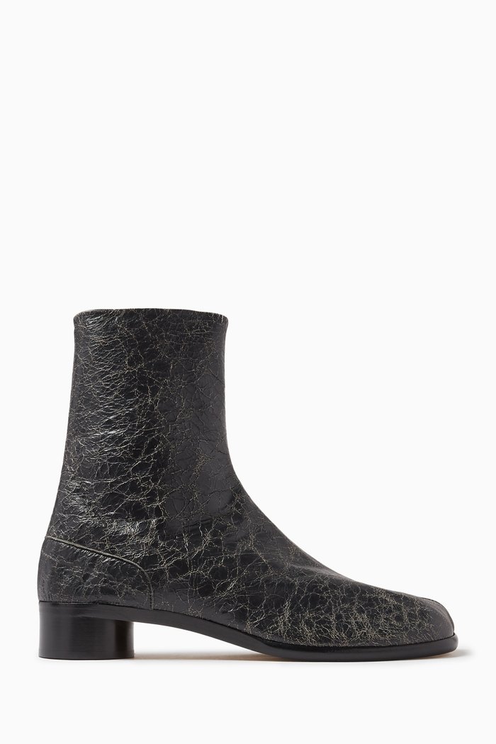 

Tabi 40 Ankle Boots in Crackle Calf Leather, Neutral