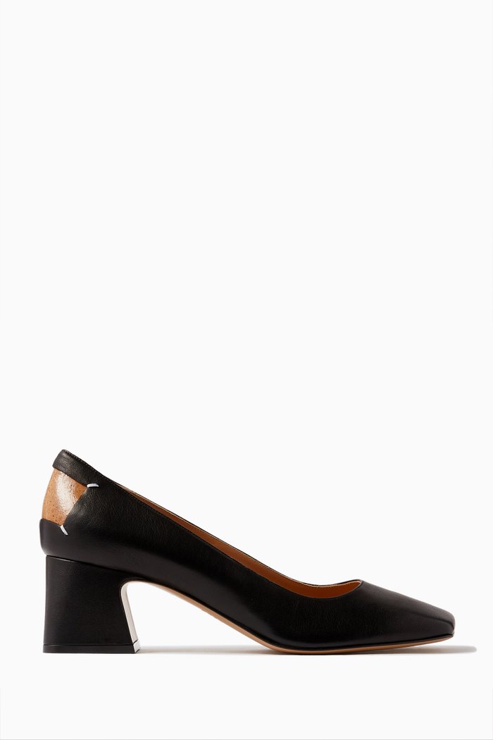 Four Stitches Décortiqué Pumps in Nappa Leather, Black