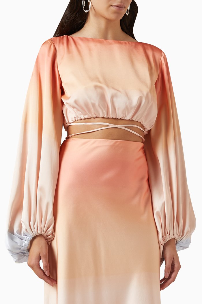Karli Crop Top in Viscose-satin Blend, Multicolour