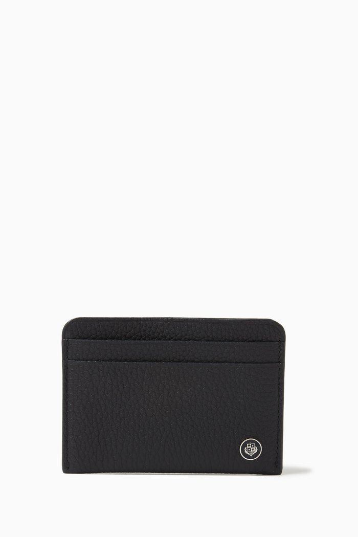 

Crest Card Holder in Leather, Blue