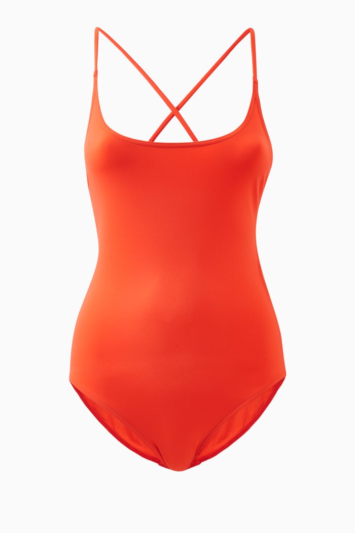 Crossed Back One-piece Swimsuit in Micro-fibre Jersey, Red