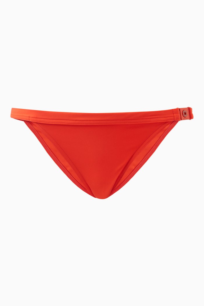 Side Lock Bikini Briefs in Micro-fibre Jersey, Red