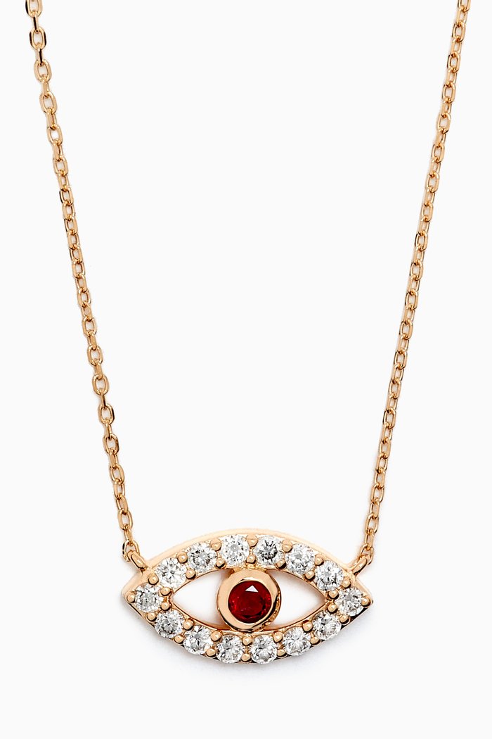 

Evil Eye Ruby & Diamond Pendant in 18kt Yellow Gold, Red