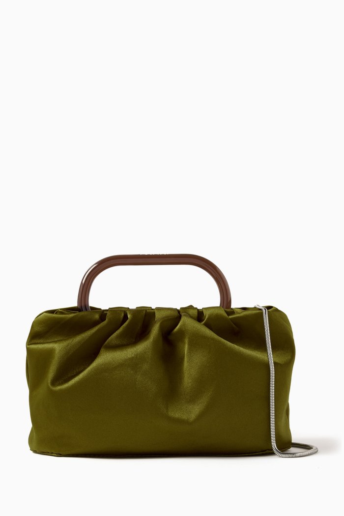 

Cory Top Handle Bag in Satin, Brown