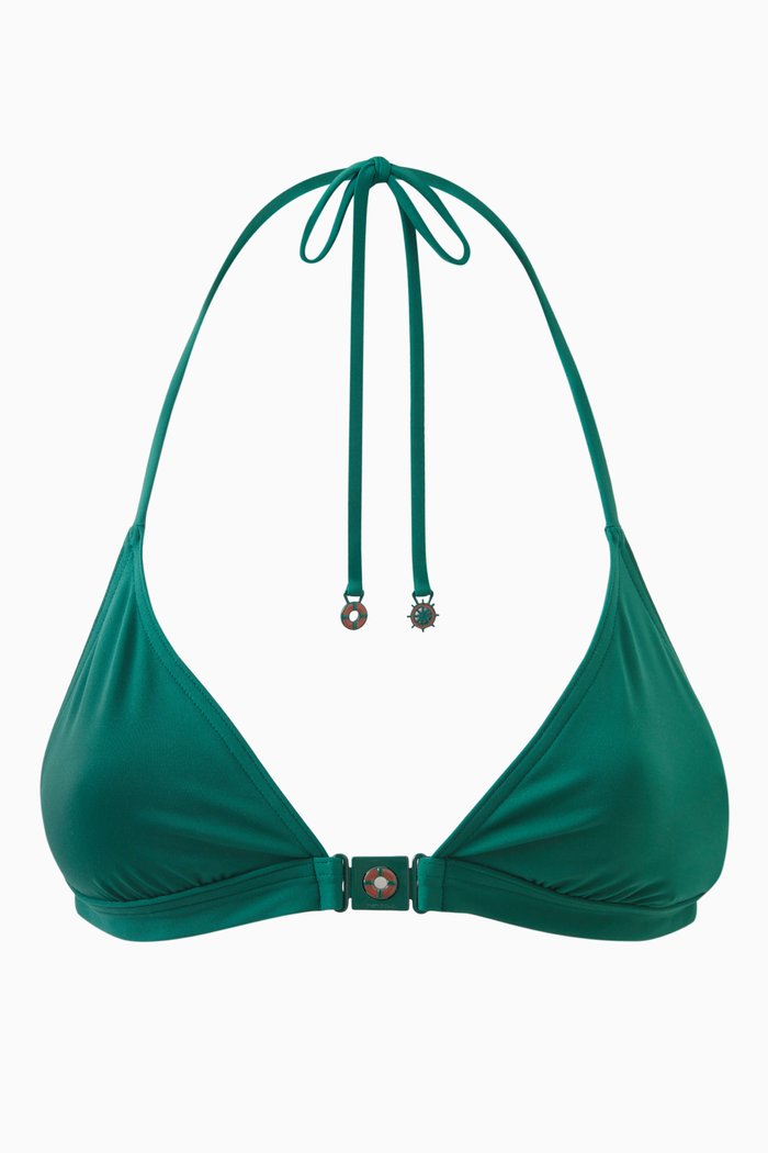 

Front Lock Halter Bikini Bra in Micro-fibre Jersey, Green