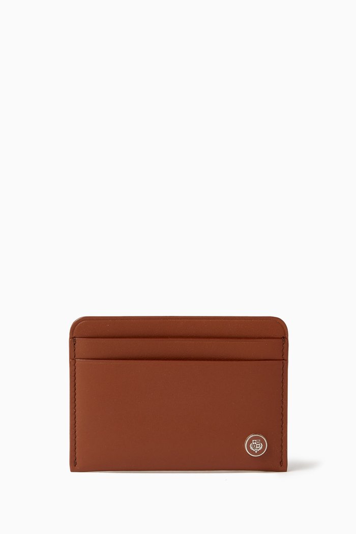 

Crest Card Holder in Leather, Brown