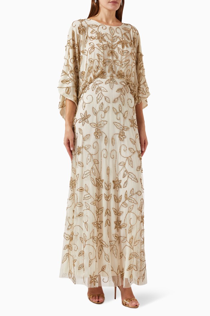 

Sequin-embellished Maxi Dress, Neutral