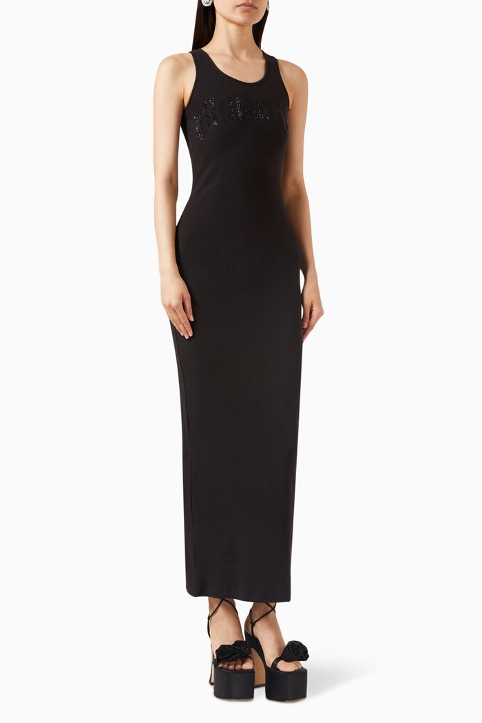 

Embellished-logo Bodycon Dress, Black