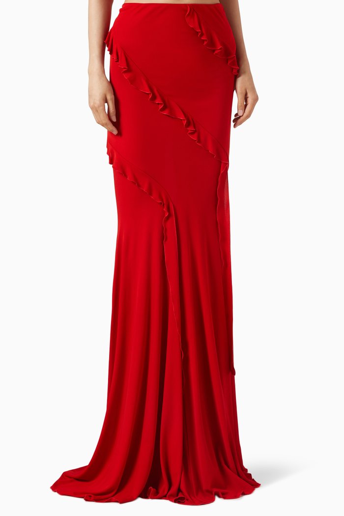 

Ruffled Skirt in Jersey, Red
