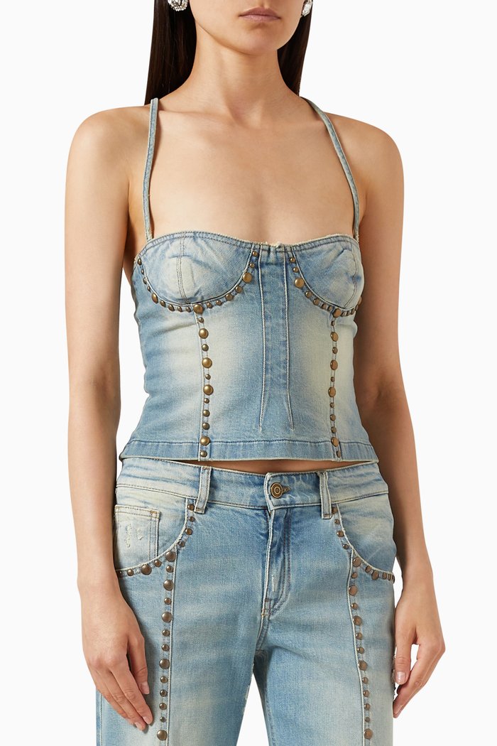 

Jean Bustier Top in Denim, Multicolour