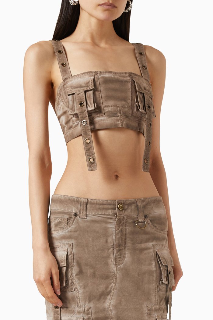 

Pocket Crop Top in Denim, Neutral