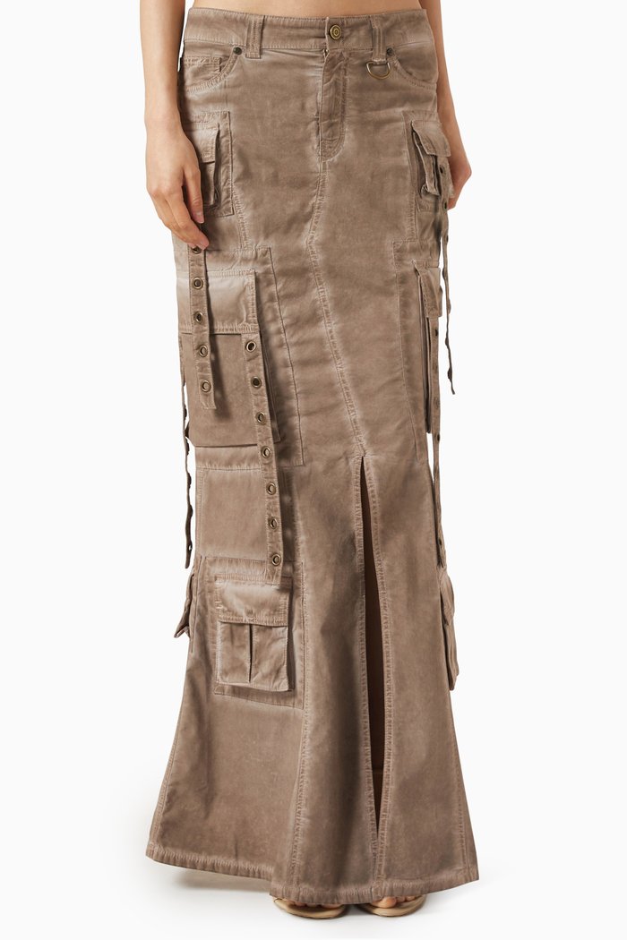 

Low-rise Eyelet Maxi Skirt in Denim, Neutral