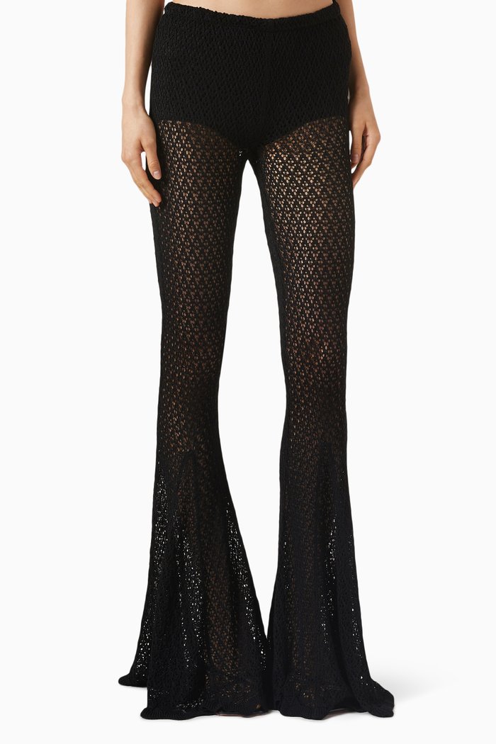 

Bell-Bottom Pants in Viscose, Black